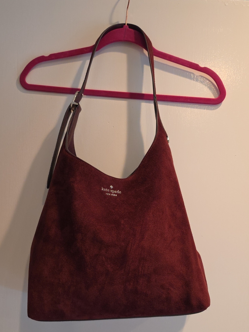 kate spade Large 454 Burgundy Suede Shoulder Bag